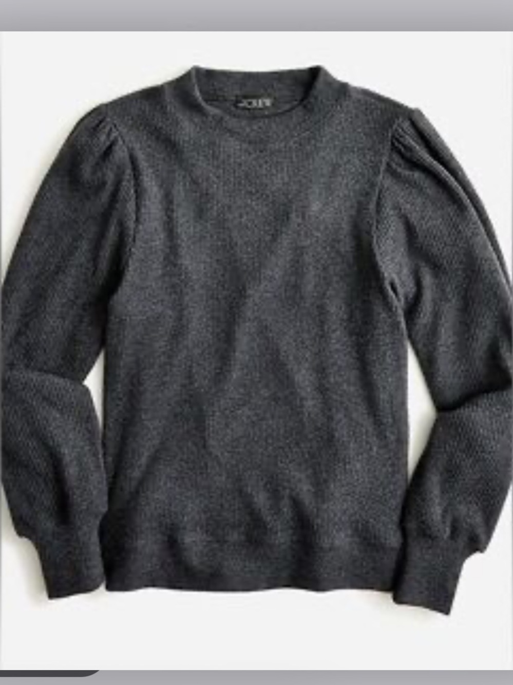 J. Crew The Vintage rib puff-sleeve Top Dark Gray Mockneck